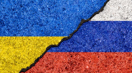 Russia Ukraine Cracked Flags