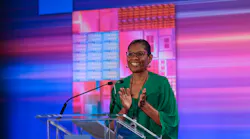 Pia Wilson-Brody, president of the Intel Foundation speaks at an event where the company unveiled education plans.