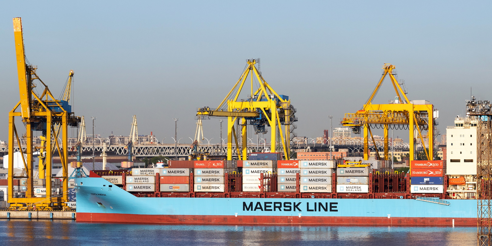 Maersk Cargo Shipping Vessel In Port At St Petersburg Russia Juozas Baltiejus Dreamstime 621eab115541b