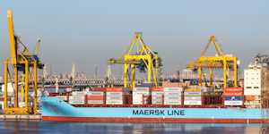 Maersk Cargo Shipping Vessel In Port At St Petersburg Russia© Juozas Baltiejus Dreamstime