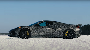 GM released a video of a hybrid Corvette being tested on a snowy track.