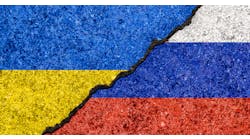 Russia Ukraine Cracked Flags