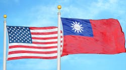 Taiwan Us Flags Against Blue Sky China Trade&copy; Liskonogaleksey Dreamstime