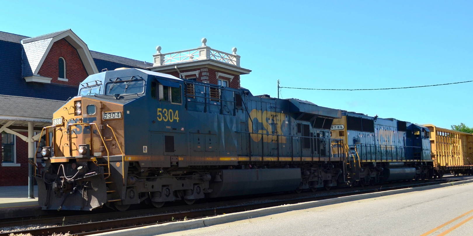 Csx Freight Train Outside Train Station North Carolina&copy; Suyerry Dreamstime