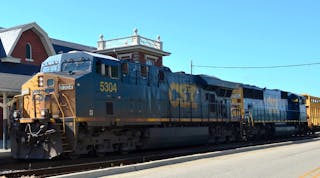Csx Freight Train Outside Train Station North Carolina&copy; Suyerry Dreamstime