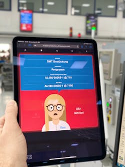 The LISA avatar informs a floor operator at the Althofen plant about an issue with an SMT line. The LISA avatar informs a floor operator at the Althofen plant about an issue with an SMT line.