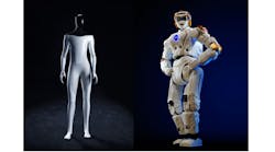 Tesla&apos;s Optimus android (left) and Apptronik&apos;s Valyrie (right)