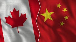 Canada China Flags Contrast Conflict Grafikwebvideo Dreamstime