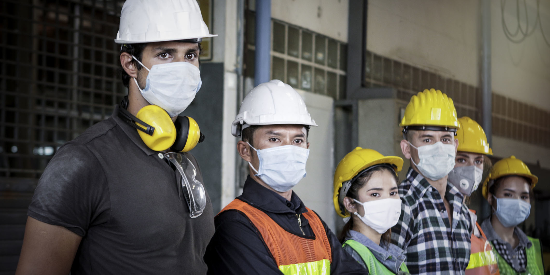 Helmeted Manufacturing Warehouse Safety Employees 636531253bc26