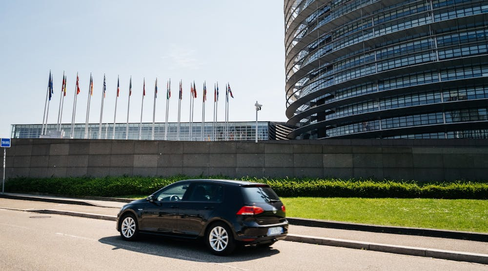 Volkswagen Golf Outside European Parliament Building Ifeelstock Dreamstime 61e78538d4f0f 63692a2696f6e