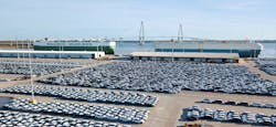 BMWs assembled at the Spartanburg plant, ready for export at the Port of Charleston