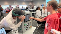 River Valley Middle School students learn about manufacturing control panels. River Valley Middle School students learn about manufacturing control panels.