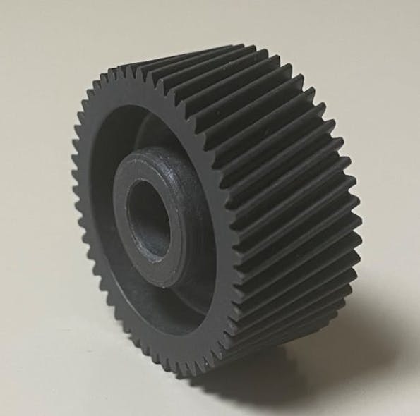A helical gear used in electric motors, notoriously difficult to mold based on the angle of the teeth and shrinking after ejection from the mold. MPM invested heavily in digital equipment to make sure parts like this gear meet customer expectations.