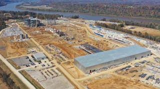 Nucor&apos;s plate mill in Brandenburg, Kentucky&mdash;pictured here under construction&mdash;produced its first steel in early 2023.