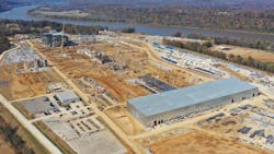 Nucor's plate mill in Brandenburg, Kentucky—pictured here under construction—produced its first steel in early 2023. Nucor's plate mill in Brandenburg, Kentucky—pictured here under construction—produced its first steel in early 2023.