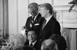 President Jimmy Carter speaks at the Panama Canal treaty ceremony in 1977. President Jimmy Carter speaks at the Panama Canal treaty ceremony in 1977.