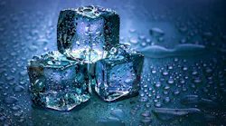 ice cubes on blue background