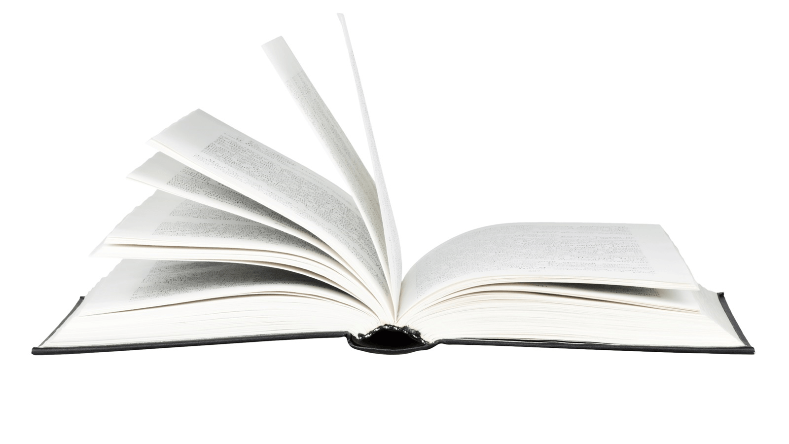 closeup of open book against white background