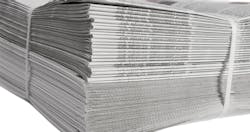 Thick stack of newspapers with bank around them. Thick stack of newspapers with bank around them.