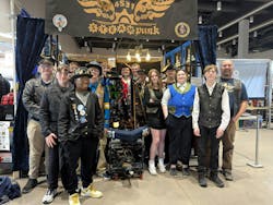 Meet STEAMpunk. You may notice some costumes. It's partly for branding, but also, 'competitions offer an 'imagery' award to those who are best fitting their team aesthetic through design of pits, costumes, and robot,' according to Étienne Robitaille. Meet STEAMpunk. You may notice some costumes. It's partly for branding, but also, 'competitions offer an 'imagery' award to those who are best fitting their team aesthetic through design of pits, costumes, and robot,' according to Étienne Robitaille.