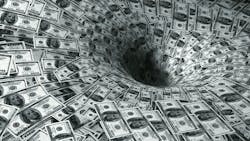 one hundred dollar bills going down a hole one hundred dollar bills going down a hole