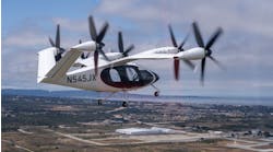 Joby aircraft high above the ground Joby aircraft high above the ground