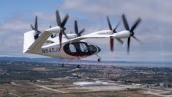 Joby aircraft high above the ground Joby aircraft high above the ground