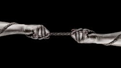 hands pulling a rope from opposite sides, black and white photo hands pulling a rope from opposite sides, black and white photo
