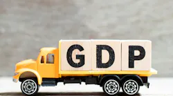 GDP abbreviation for gross domestic product on wood background