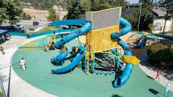 Volo Aire playground equipment with three tunnel slides. Volo Aire playground equipment with three tunnel slides.