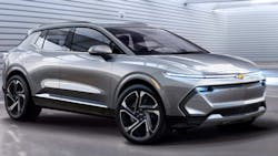 Side view of a silver Chevy Equinox. Side view of a silver Chevy Equinox.