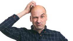 Photo of a man with a confused facial expression scratching his head. Photo of a man with a confused facial expression scratching his head.