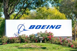 Boeing logo on sign at company office. Boeing logo on sign at company office.