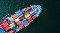 Aerial view of container cargo ship Aerial view of container cargo ship