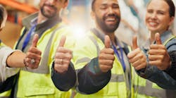 Team of people with thumbs up Team of people with thumbs up