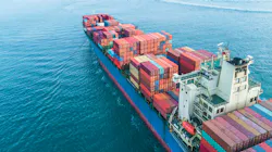 Aerial view of container cargo ship Aerial view of container cargo ship