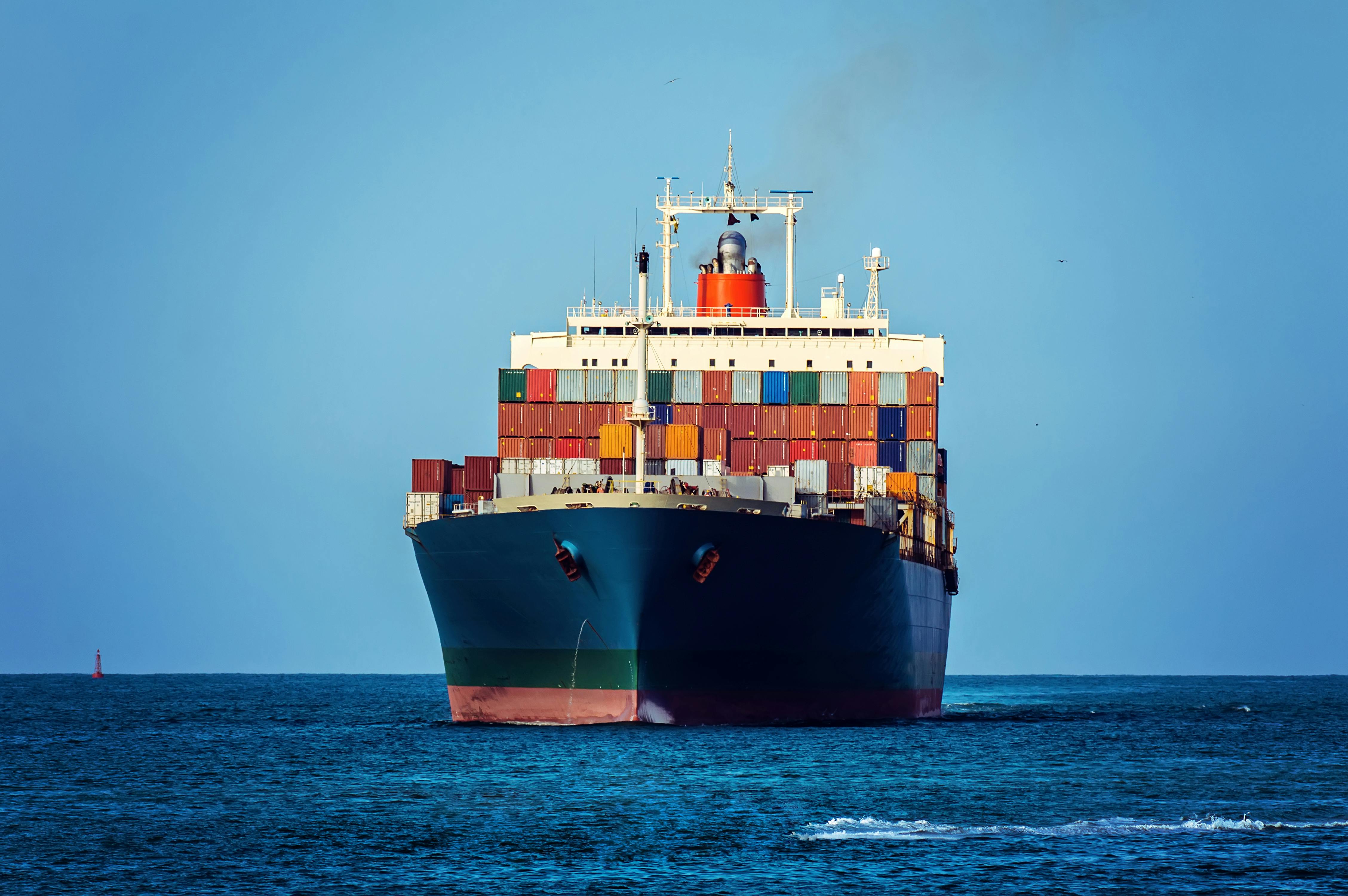 Container cargo ship in ocean