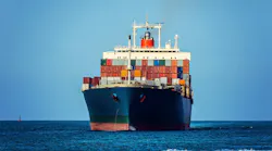 Container cargo ship in ocean Container cargo ship in ocean