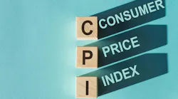 Wooden cubes building word CPI - abbreviation of Consumer Price Index on light blue background Wooden cubes building word CPI - abbreviation of Consumer Price Index on light blue background