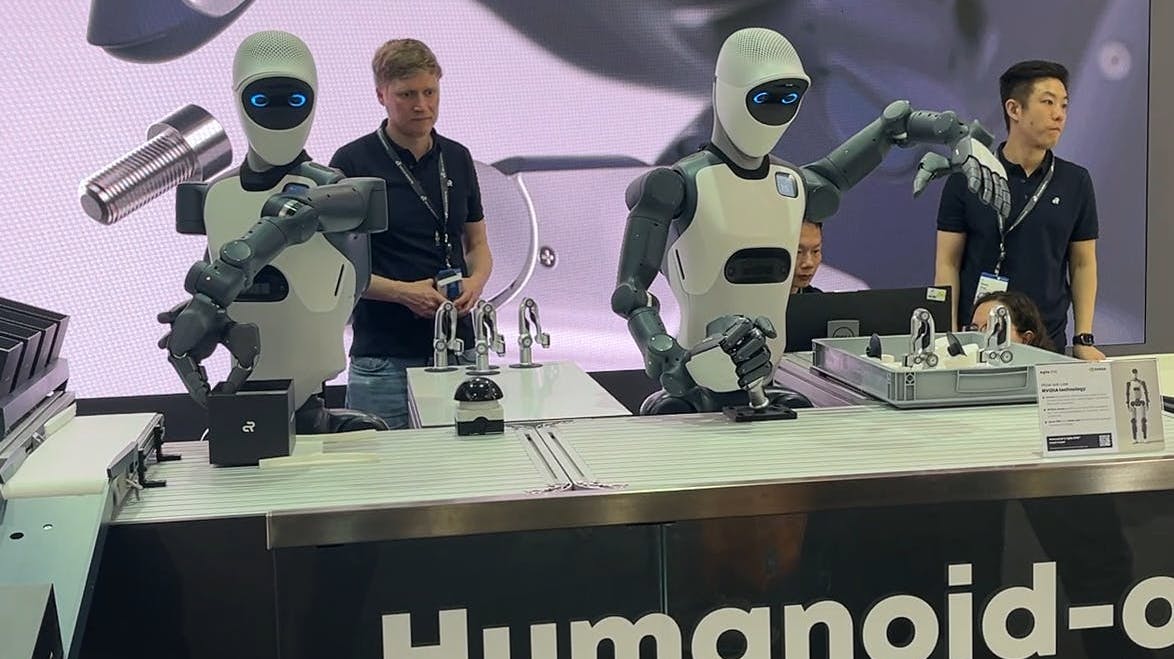 Agile Robots demonstration at Hannover Messe. Robot torsos.