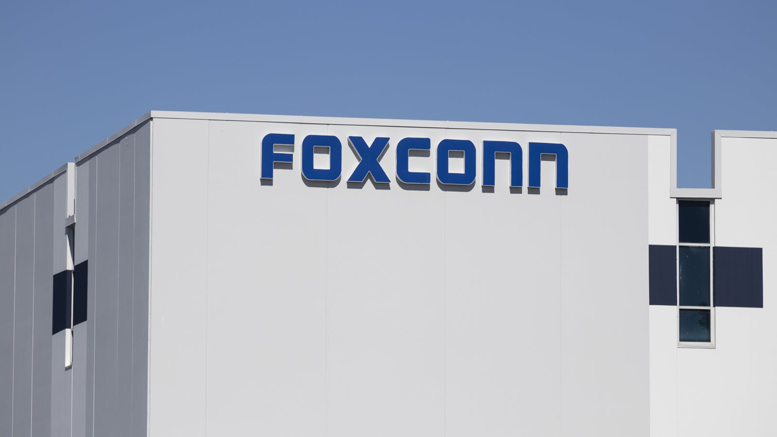 exterior of Foxconn building with Foxconn name on it.