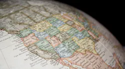 part of a globe showing mostly the United States but also some of Canada and Mexico. part of a globe showing mostly the United States but also some of Canada and Mexico.