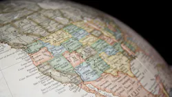 part of a globe showing mostly the United States but also some of Canada and Mexico. part of a globe showing mostly the United States but also some of Canada and Mexico.