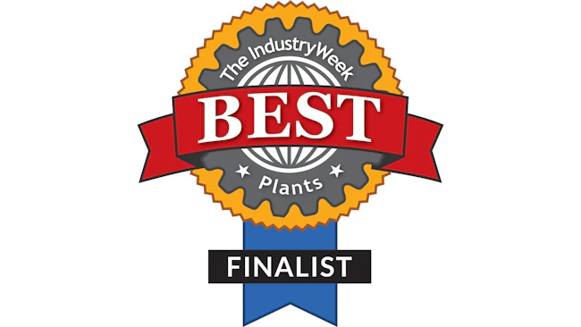 IndustryWeek Best Plans finalist logo, which is a colorful seal with a ribbon at the bottom