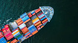 Aerial view of container cargo ship Aerial view of container cargo ship