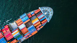 Aerial view of container cargo ship Aerial view of container cargo ship