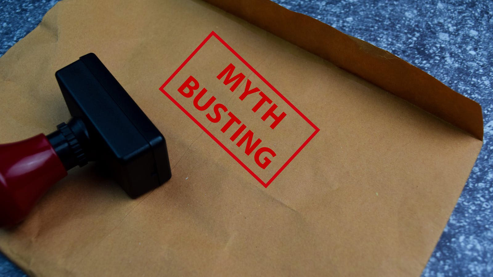 myth busting stamped on an envelope