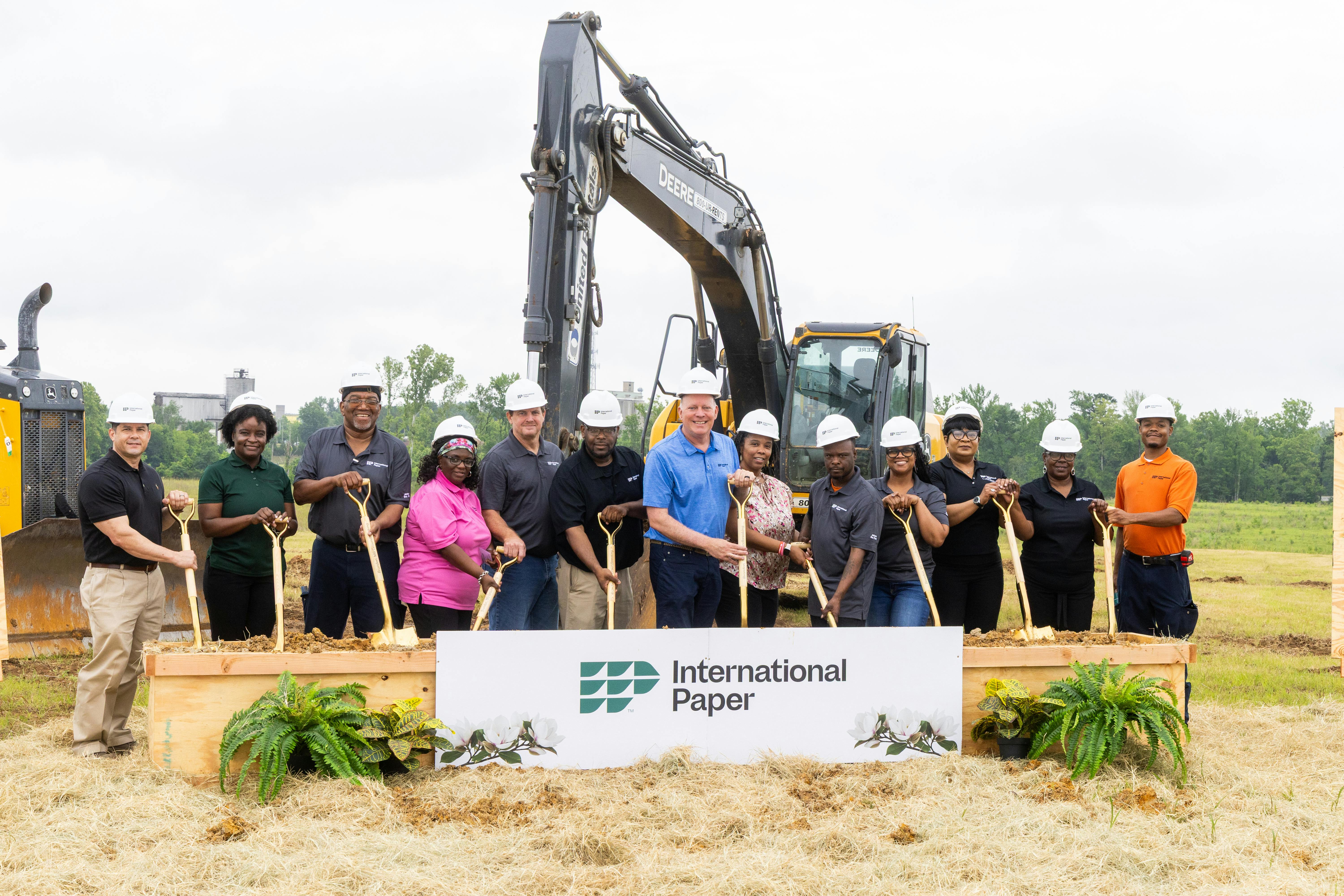 International Paper employees break ground on new sustainable packaging plant in Brandon, Mississippi.