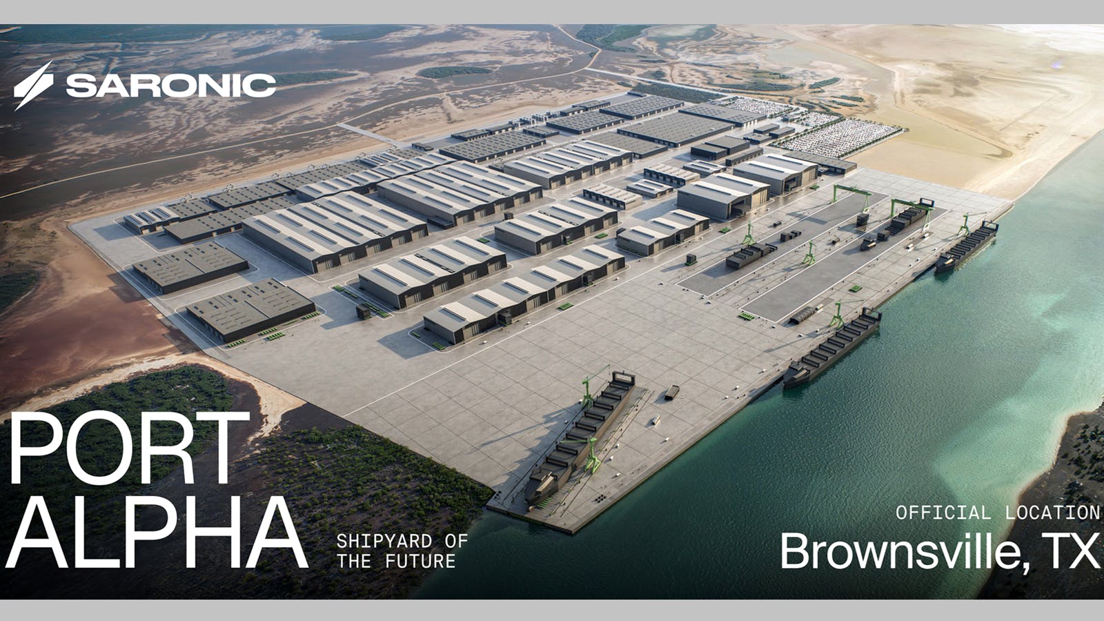 rendering of Saronic Technologies shipyard in Brownsville, Texas