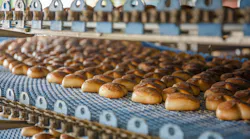 Food products on automated round conveyor